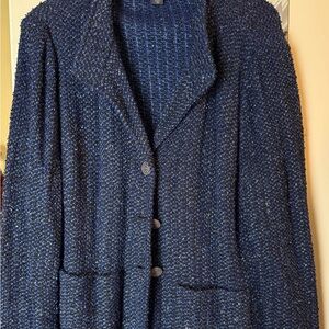 St. John Blue Textured Knit Blazer